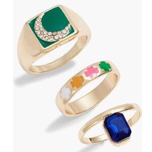 Open Edit Set of 3 Rings Multi-Gold Medium/Large